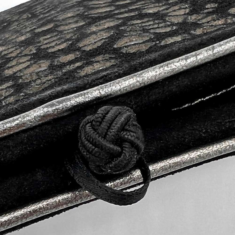 St. John Black Laser-Cut Floral Pattern Satchel Clutch - Picture 6 of 8